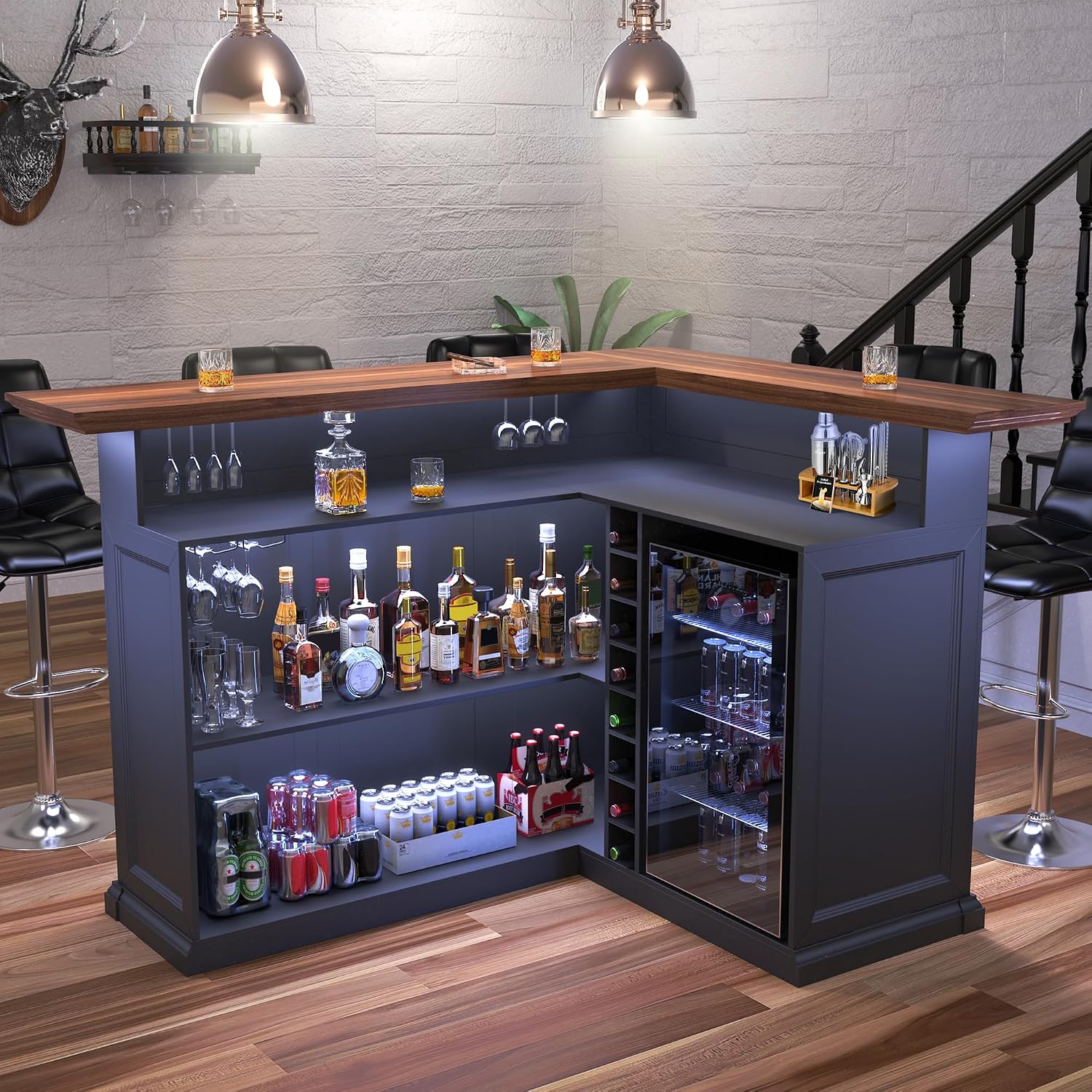 Kabinet Bar Rumah Bentuk-L den - Home Bar Lounge ulasan dan harga